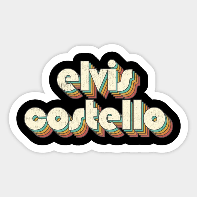Retro Vintage Rainbow Elvis Letters Distressed Style Sticker by Cables Skull Design